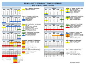 20 21 PBCCS School Calendar Powell Butte Community Charter School